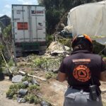 Camión con doble remolque impacta un vivero tras salir de la Carretera Nacional